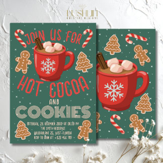 Hot Cocoa & Cookies Holiday Invitation | Christmas Einladung