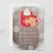 Hot Cocoa & Cookies Rote Feier Einladung (Vorderseite)