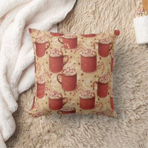 Hot Cocoa Cozy Muster   Vintage Weihnachten Kissen