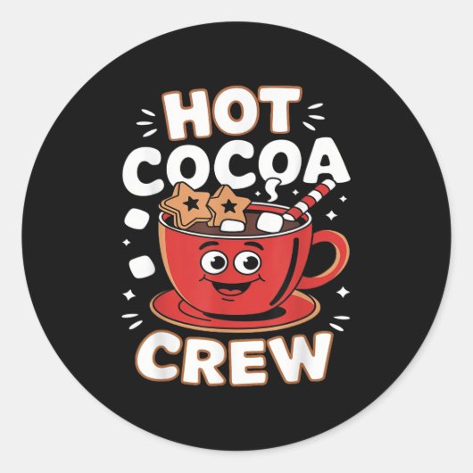 Hot Cocoa Crew Winter Holiday Team Gemütliche Weih Runder Aufkleber (Vorderseite)