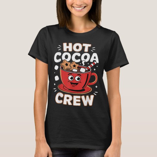 Hot Cocoa Crew Winter Holiday Team Gemütliche Weih T-Shirt (Vorderseite)