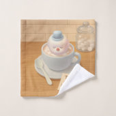Hot Cocoa Day: Smiling Bichon Marshmallow Art Badhandtuch Set (Waschlappen)