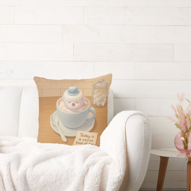 Hot Cocoa Day: Smiling Bichon Marshmallow Art Kissen (Liege)