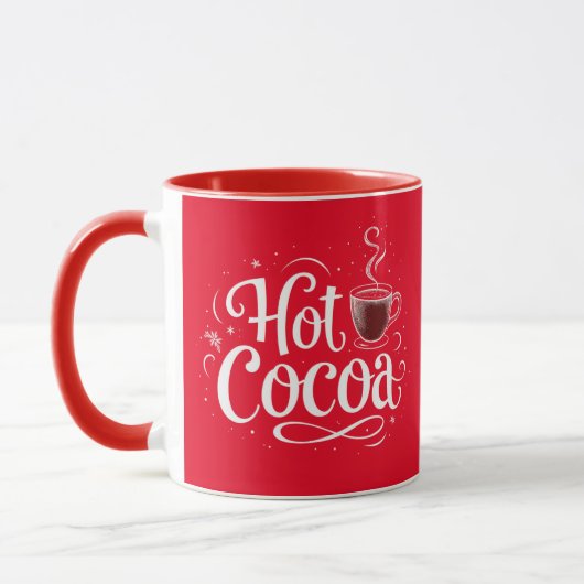 Hot Cocoa Elegante White Script Weihnachten Tasse (Links)