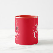 Hot Cocoa Elegante White Script Weihnachten Tasse (Zentrum)