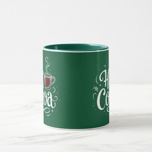 Hot Cocoa Elegantes White Script Quote Hot Cocoa Tasse (Zentrum)