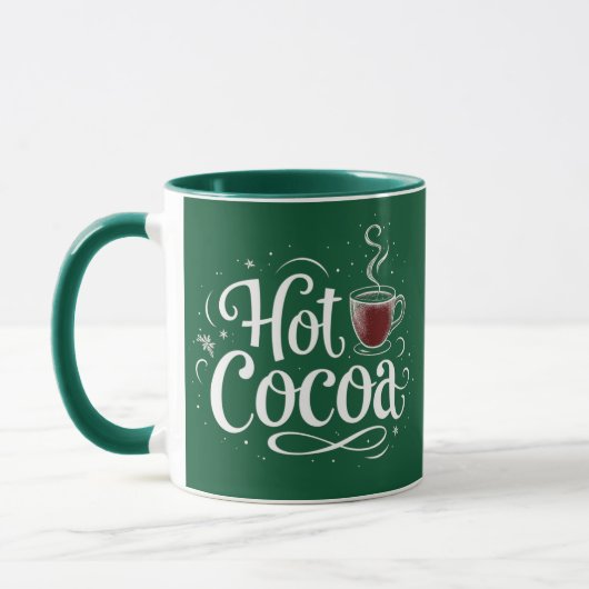 Hot Cocoa Elegantes White Script Quote Hot Cocoa Tasse (Links)