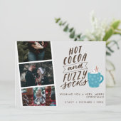 Hot Cocoa Fuzzy Socks Foto Weihnachten (Stehend Vorderseite)