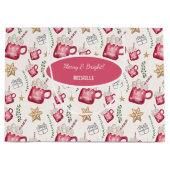 Hot Cocoa Holiday Party Watercolor Art Große Geschenktüte (Vorderseite)