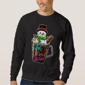 Hot Cocoa Junkie Leopard Cute Snowman Merry Christ Sweatshirt (Vorderseite)