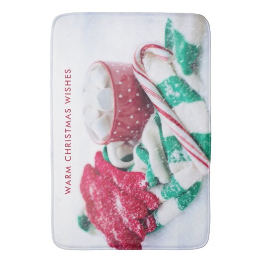 Hot Cocoa Marshmallows & Candy Cane Weihnachten Badematte (Vorderseite Vertikal)