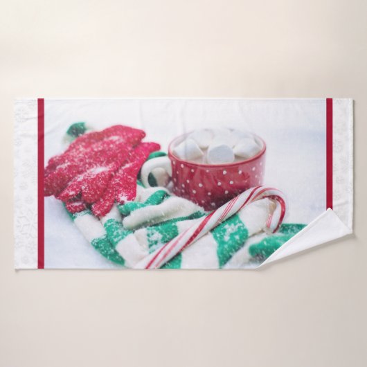 Hot Cocoa Marshmallows & Candy Cane Weihnachten Badhandtuch Set (Badehandtuch)