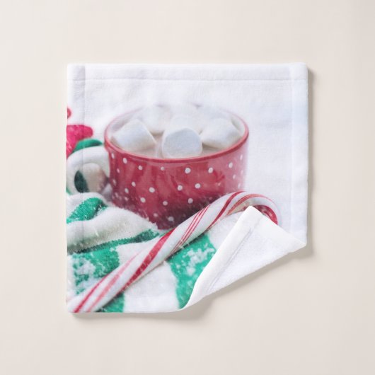 Hot Cocoa Marshmallows & Candy Cane Weihnachten Badhandtuch Set (Waschlappen)