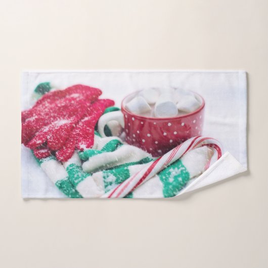 Hot Cocoa Marshmallows & Candy Cane Weihnachten Badhandtuch Set (Handtuch)