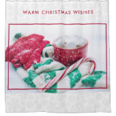 Hot Cocoa Marshmallows & Candy Cane Weihnachten Duschvorhang (Vorderseite)