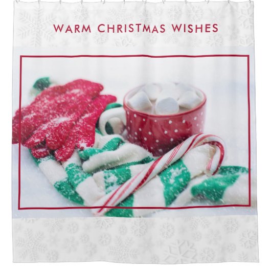 Hot Cocoa Marshmallows & Candy Cane Weihnachten Duschvorhang (Vorderseite)