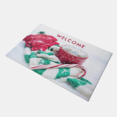 Hot Cocoa Marshmallows & Candy Cane Weihnachten Fußmatte (Schrägansicht)