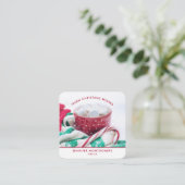 Hot Cocoa Marshmallows & Candy Cane Weihnachten Quadratische Visitenkarte (Stehend Vorderseite)