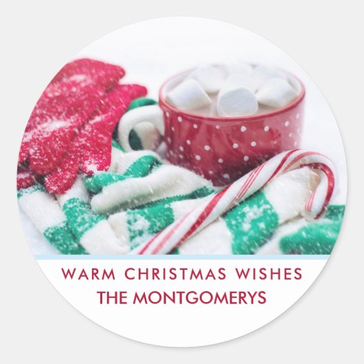 Hot Cocoa Marshmallows & Candy Cane Weihnachten Runder Aufkleber (Vorderseite)