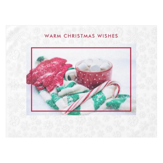 Hot Cocoa Marshmallows & Candy Cane Weihnachten Tischdecke (Vorderseite (Horizontal))