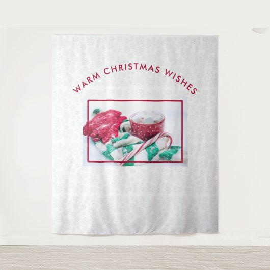 Hot Cocoa Marshmallows & Candy Cane Weihnachten Wandteppich (Vorderseite)