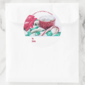 Hot Cocoa Marshmallows & Candy Cane Weihnachtsgesc Runder Aufkleber (Tasche)