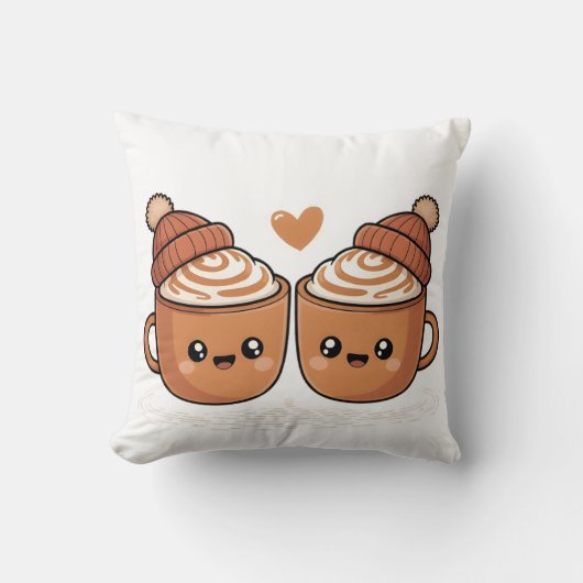 Hot Cocoa Paar Pillow - Cute Cozy Winter Decr Kissen (Vorderseite)