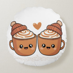 Hot Cocoa Paar Pillow - Cute Cozy Winter Decr Rundes Kissen