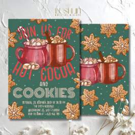 Hot Cocoa Red Mug & Cookies Holiday | Christmas Einladung
