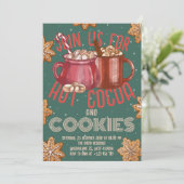 Hot Cocoa Red Mug & Cookies Holiday | Christmas Einladung (Stehend Vorderseite)