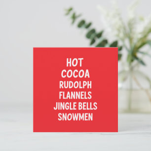 Hot Cocoa Rudolph Flannels Jingle Bells Santa Feiertagskarte