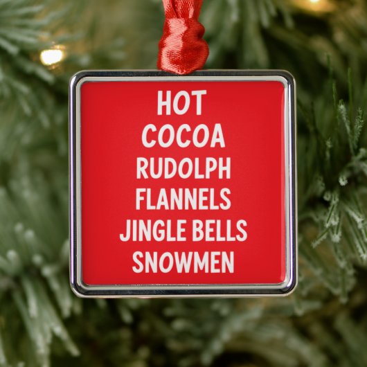 Hot Cocoa Rudolph Flannels Jingle Bells Santa Ornament Aus Metall (Baum)