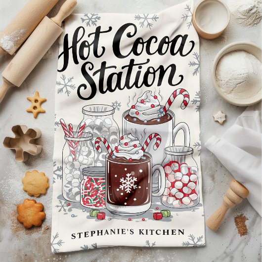 Hot Cocoa Station Personalisiert Weihnachten Geschirrtuch