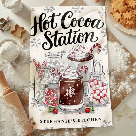 Hot Cocoa Station Personalisiert Weihnachten Geschirrtuch