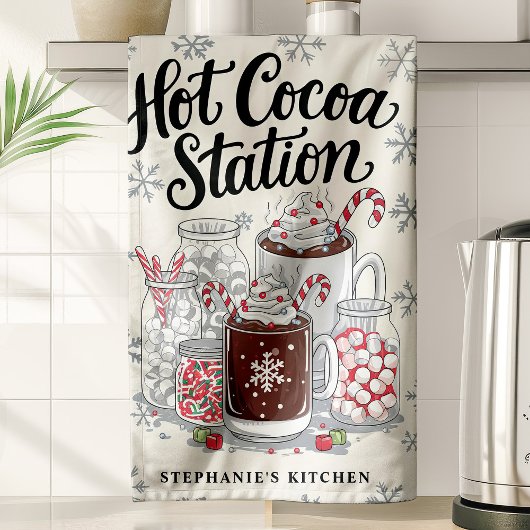 Hot Cocoa Station Personalisiert Weihnachten Geschirrtuch