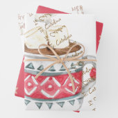 Hot Cocoa Tasse 3-Pack Weihnachtsgeschenk Wrap Geschenkpapier Set (Beispiel)