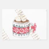 Hot Cocoa Tasse 3-Pack Weihnachtsgeschenk Wrap Geschenkpapier Set (Vorderseite)