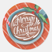 Hot Cocoa Tasse Hand Briefe Frohe Weihnachten Rot Runder Aufkleber (Vorderseite)