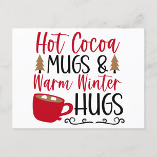 Hot Cocoa Tasse & Hugs Holiday Postcard Feiertagspostkarte