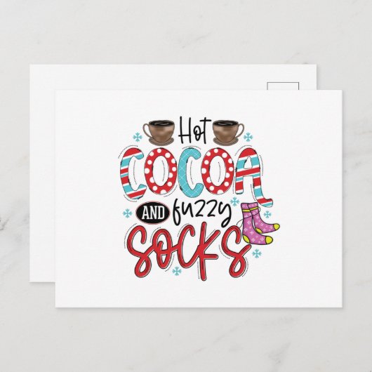 Hot Cocoa und Fuzzy Socks Postkarte (Vorne/Hinten)