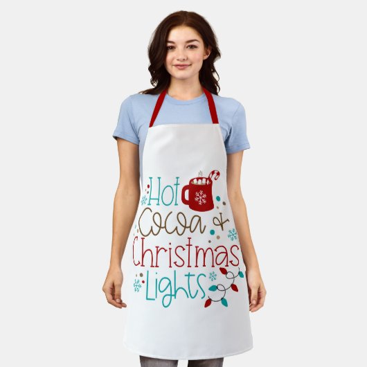 Hot Cocoa und Weihnachtsmotive Moderne Typografie Schürze (Getragen)