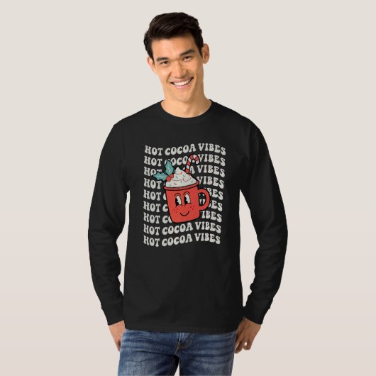 Hot Cocoa Vibes Retro Christmas Peppermint Hot Cho T-Shirt (Vorne ganz)