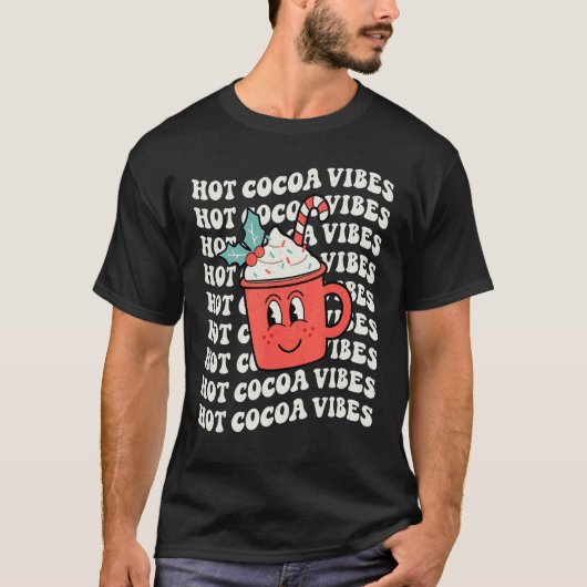 Hot Cocoa Vibes Retro Christmas Peppermint Hot Cho T-Shirt (Vorderseite)