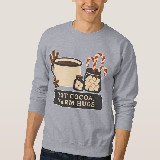 Hot Cocoa Warm Hugs (2) Retro Christmas Art Sweatshirt (Vorderseite)