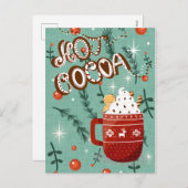 Hot Cocoa - Weihnachtsfeiertag Tasse Blau Feiertagspostkarte (Vorne/Hinten)