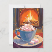 Hot Cocoa Winter Fireplace Feiertagskarte (Vorderseite)
