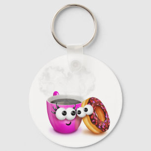 Hot Coffee And A Donut Keychain Schlüsselanhänger
