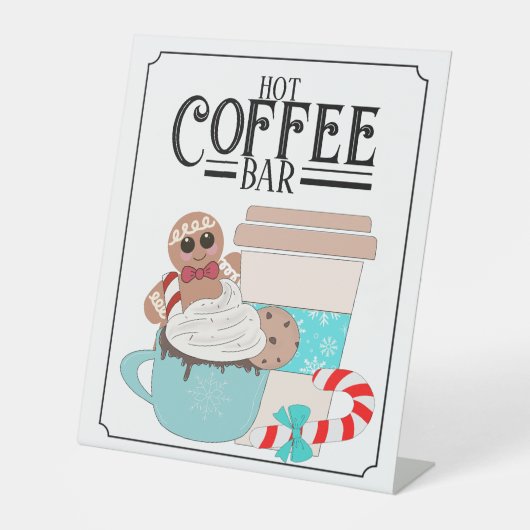 Hot Coffee Bar Pedestal-Zeichen Sockelschild (Vorderseite)