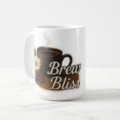 Hot Coffee Cup with Flower and Coffee Beans – Cozy Kaffeetasse (Vorderseite Links)