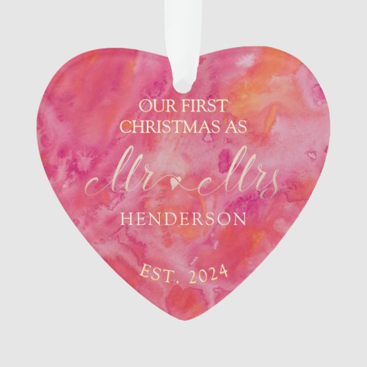 Hot Color First Christmas Mr. und Mrs. Ornament (Vorderseite)